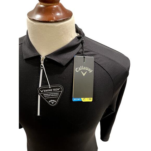 Brand New Men's Callaway Black Zippered Golf Shirt Size Medium - Picture 5 of 6